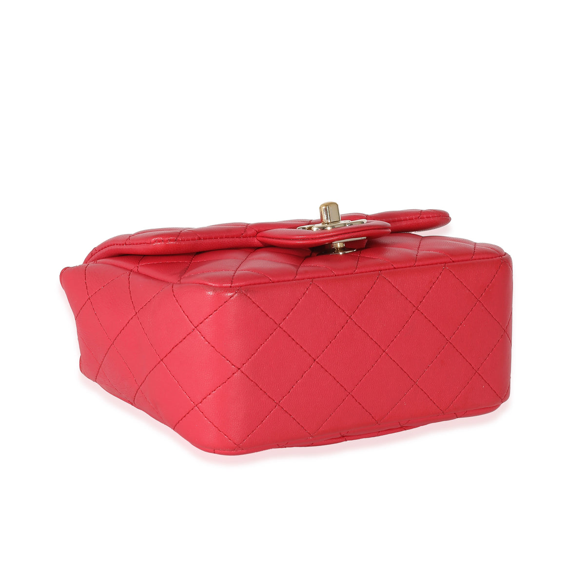 Dark Pink Quilted Lambskin Mini Square Flap Bag