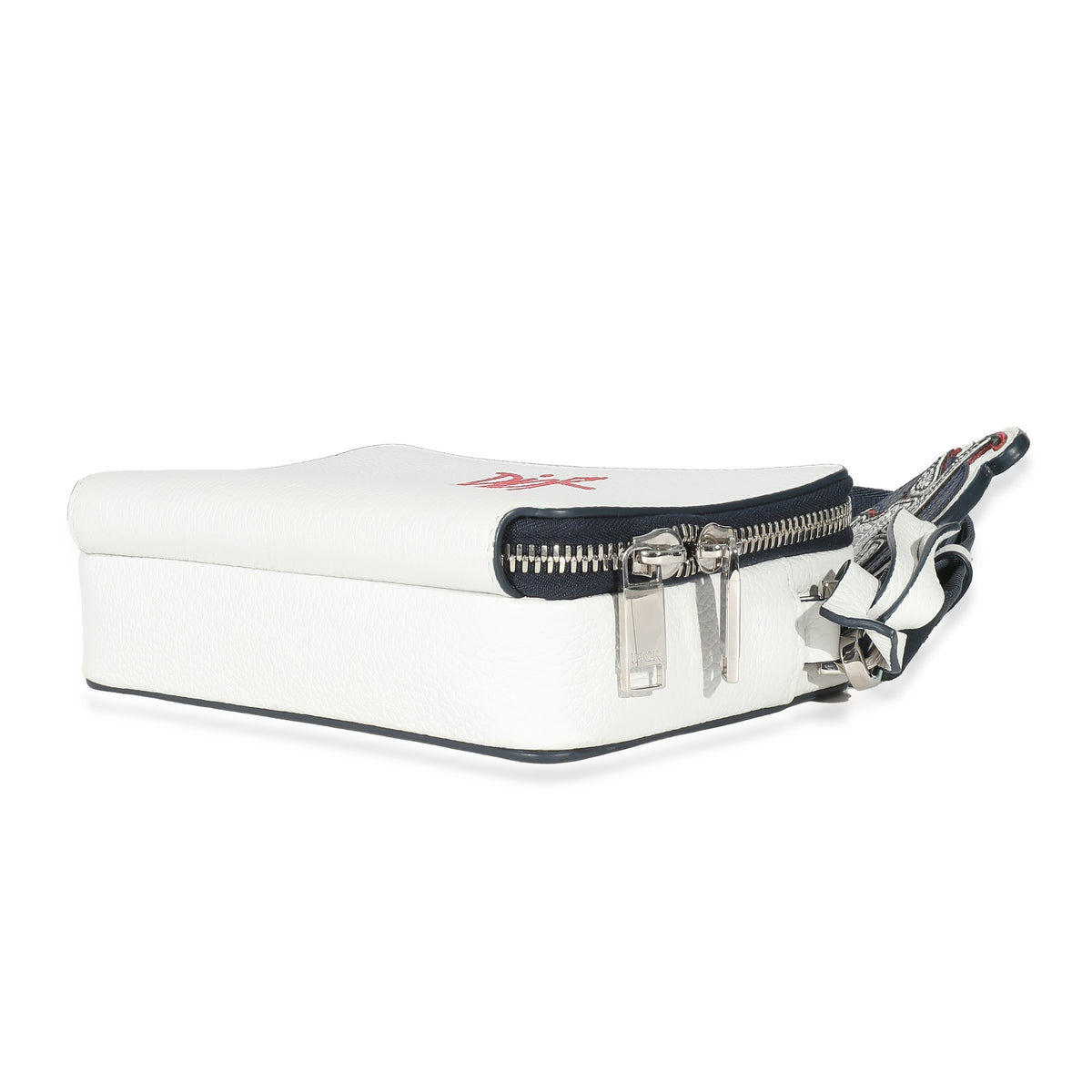 Dior x Shawn Stussy White Grained Calfskin Double Zip Crossbody Pouch