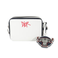 x Shawn Stussy White Grained Calfskin Double Zip Crossbody Pouch