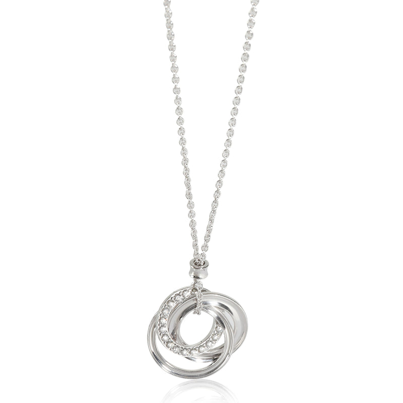 Interlocking Circle Diamond Necklace 18K in White Gold 0.17 CTW