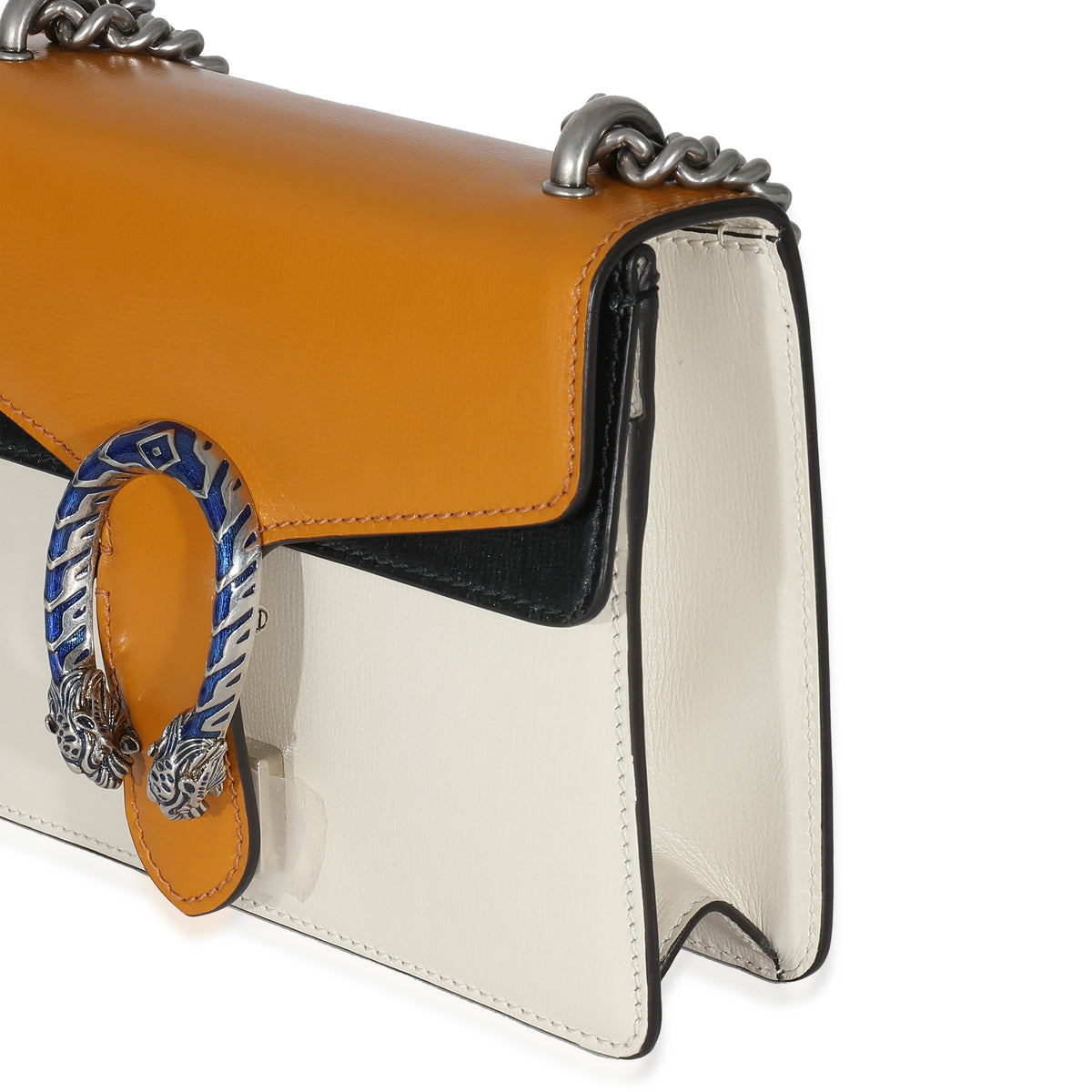 Orange Navy Cream Tri-Colour Leather Enamel Mini Dionysus