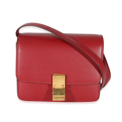 Celine Red Smooth Calfskin Small Classic Box Bag Handbag fv