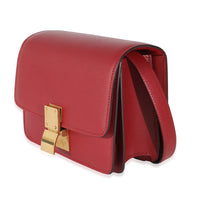 Celine Red Smooth Calfskin Small Classic Box Bag Handbag stamp