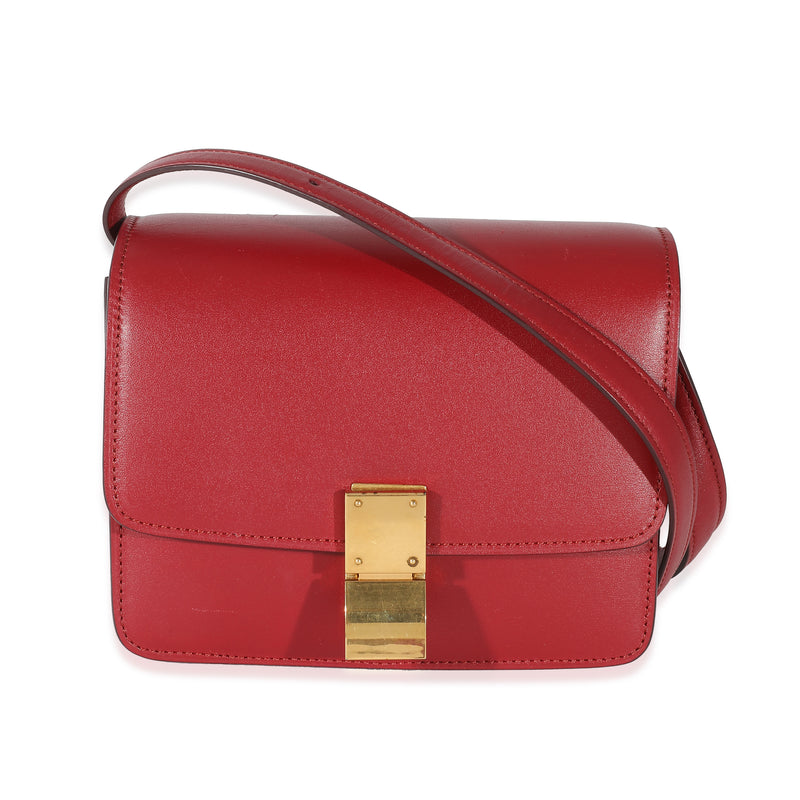 Red Smooth Calfskin Small Classic Box Bag