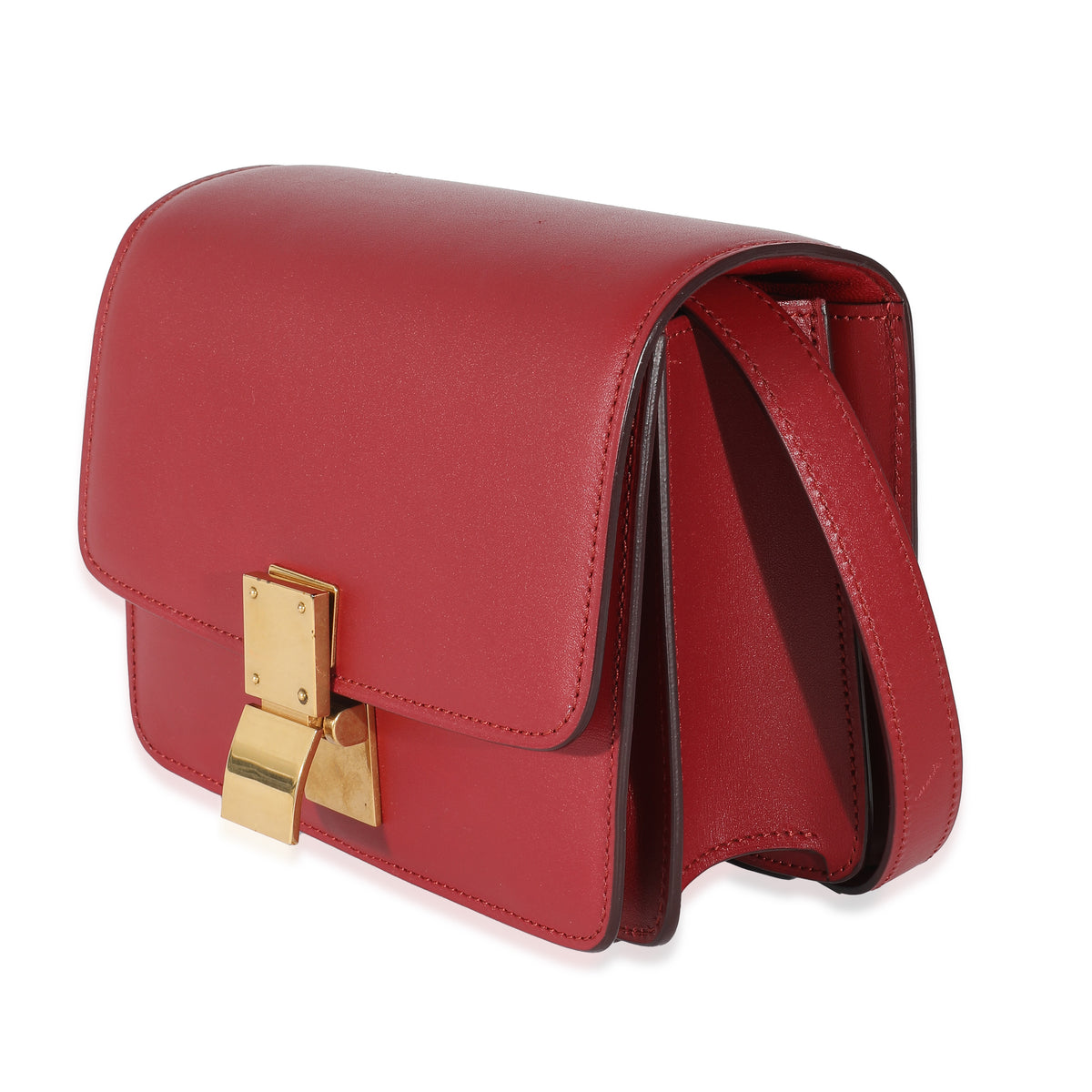 Red Smooth Calfskin Small Classic Box Bag