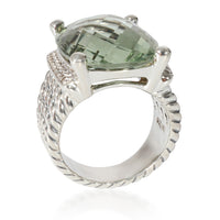 Wheaton Prasiolite Diamond Ring in Sterling Silver Green 0.2 CTW