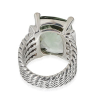 Wheaton Prasiolite Diamond Ring in Sterling Silver Green 0.2 CTW