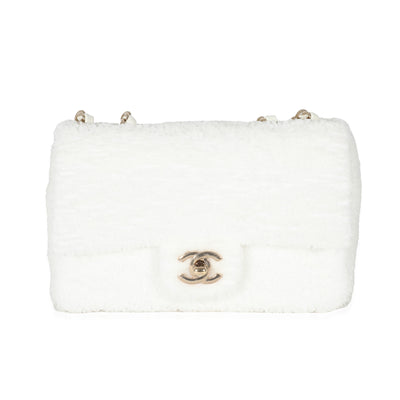 Chanel White Sequin Mini Single Flap Bag