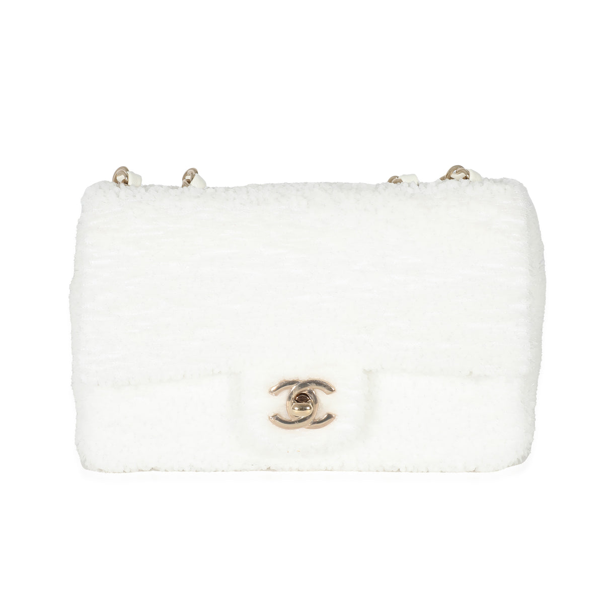 Chanel White Sequin Mini Single Flap Bag