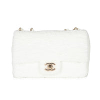 Chanel White Sequin Mini Single Flap Bag