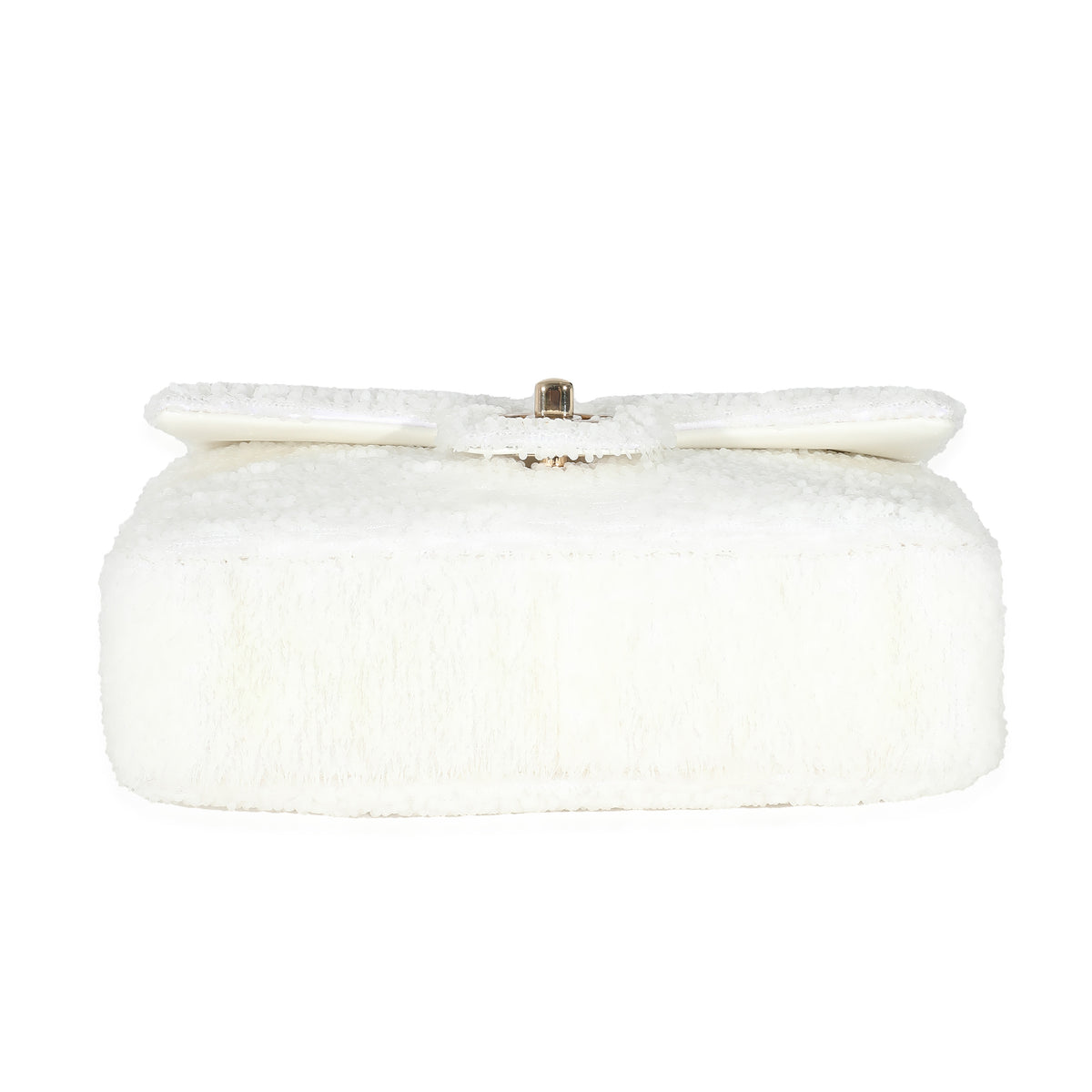 Chanel White Sequin Mini Single Flap Bag