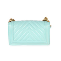 Chanel Light Blue Chevron Lambskin Medium Boy Bag Handbag pv