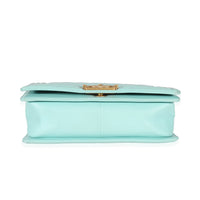 Chanel Light Blue Chevron Lambskin Medium Boy Bag Handbag stamp