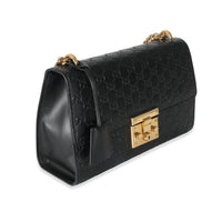 Gucci Black Guccissima Medium Padlock Shoulder Bag