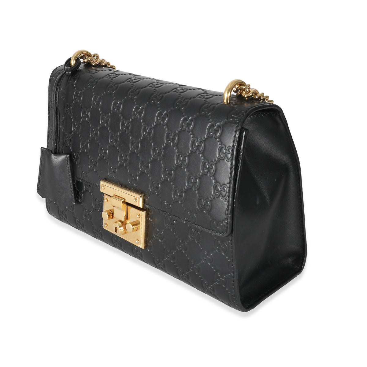 Gucci Black Guccissima Medium Padlock Shoulder Bag