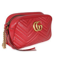 Red Matelasse Small GG Marmont Shoulder Bag