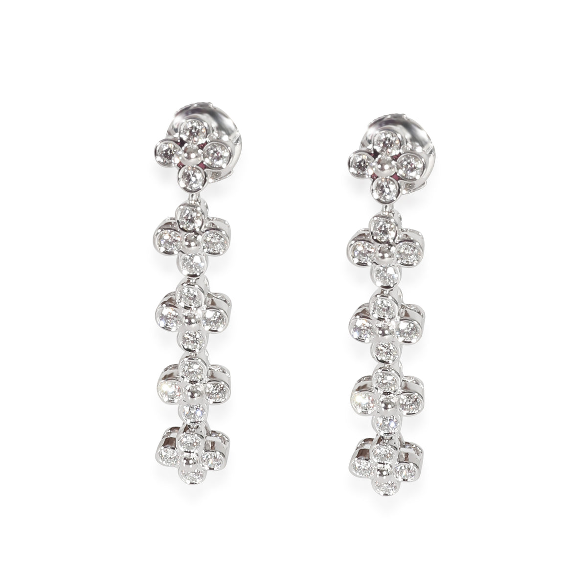 Lace Diamond Long Drop  Earrings in Platinum 0.8 CTW
