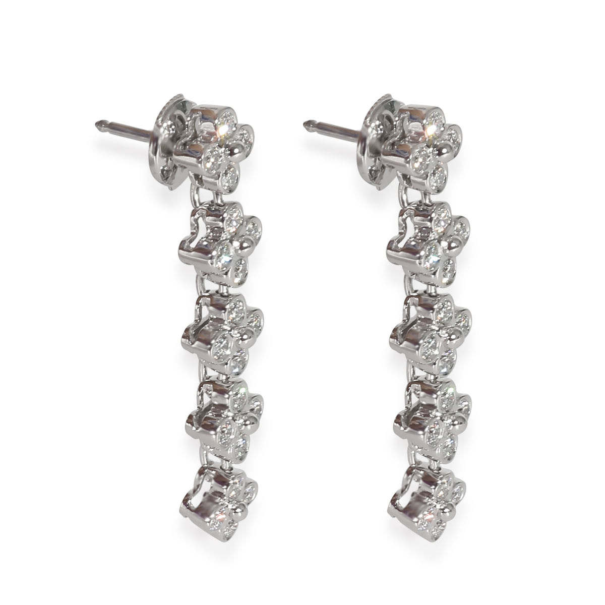 Lace Diamond Long Drop  Earrings in Platinum 0.8 CTW