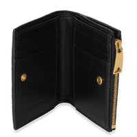 Black Intrecciato Lambskin Tri-Fold Zip Wallet