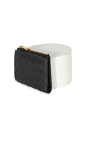 Black Intrecciato Lambskin Tri-Fold Zip Wallet