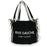 Rive Gauche Black White Terry Cloth Beach Towel Tote