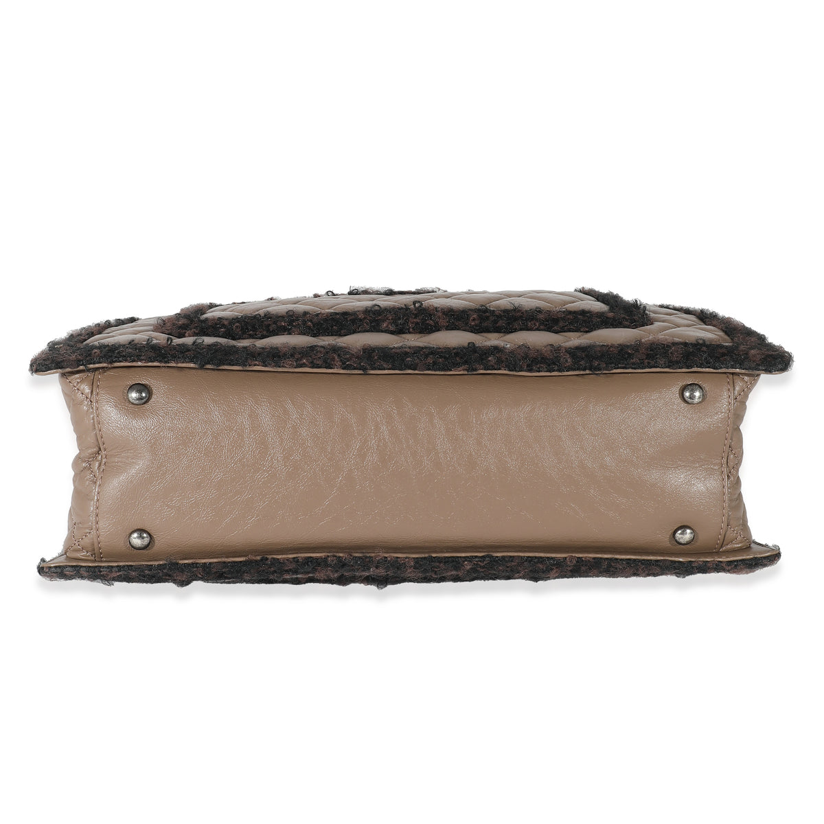 Chanel Taupe Quilted Aged Calfskin Tweed  Secrets Tote Handbag box