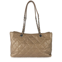 Chanel Bronze Quilted Caviar CC Turnlock Tote Handbag stamp