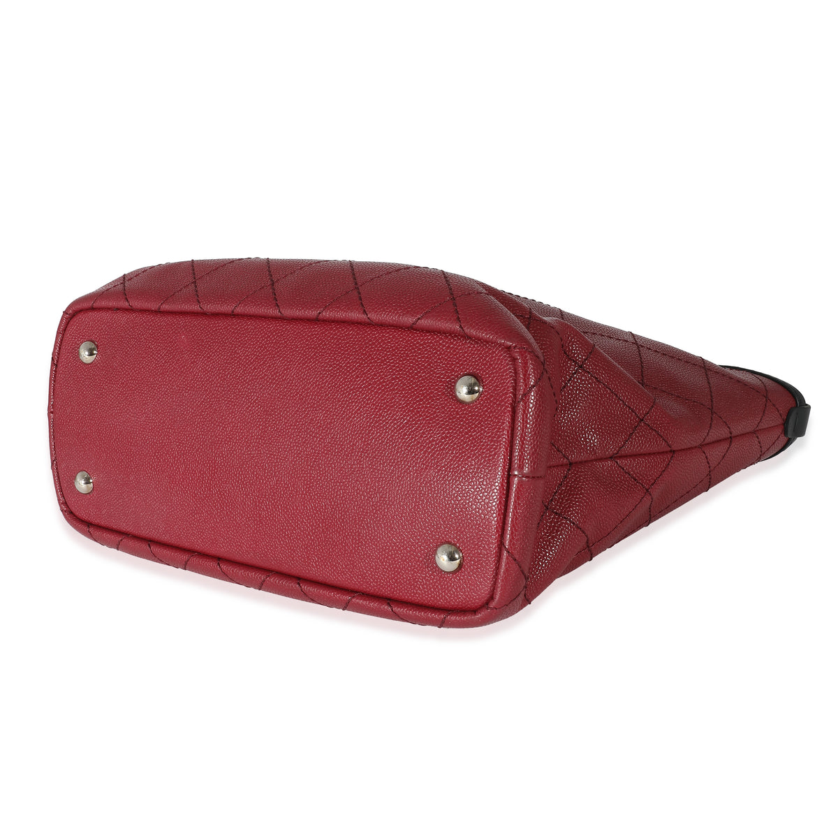 Chanel Burgundy Quilted Caviar Fever Tote Handbag clasp