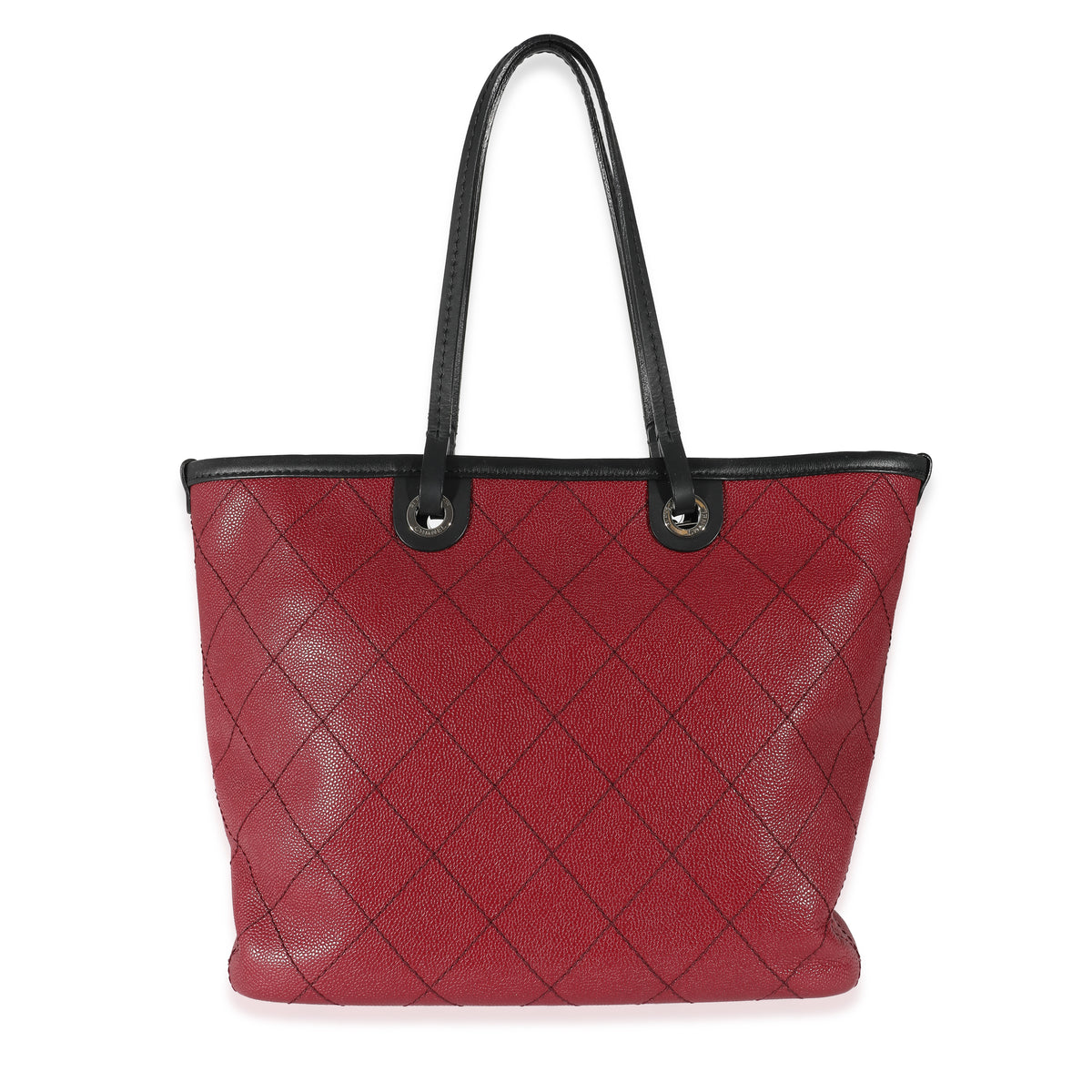 Chanel Burgundy Quilted Caviar Fever Tote Handbag stamp