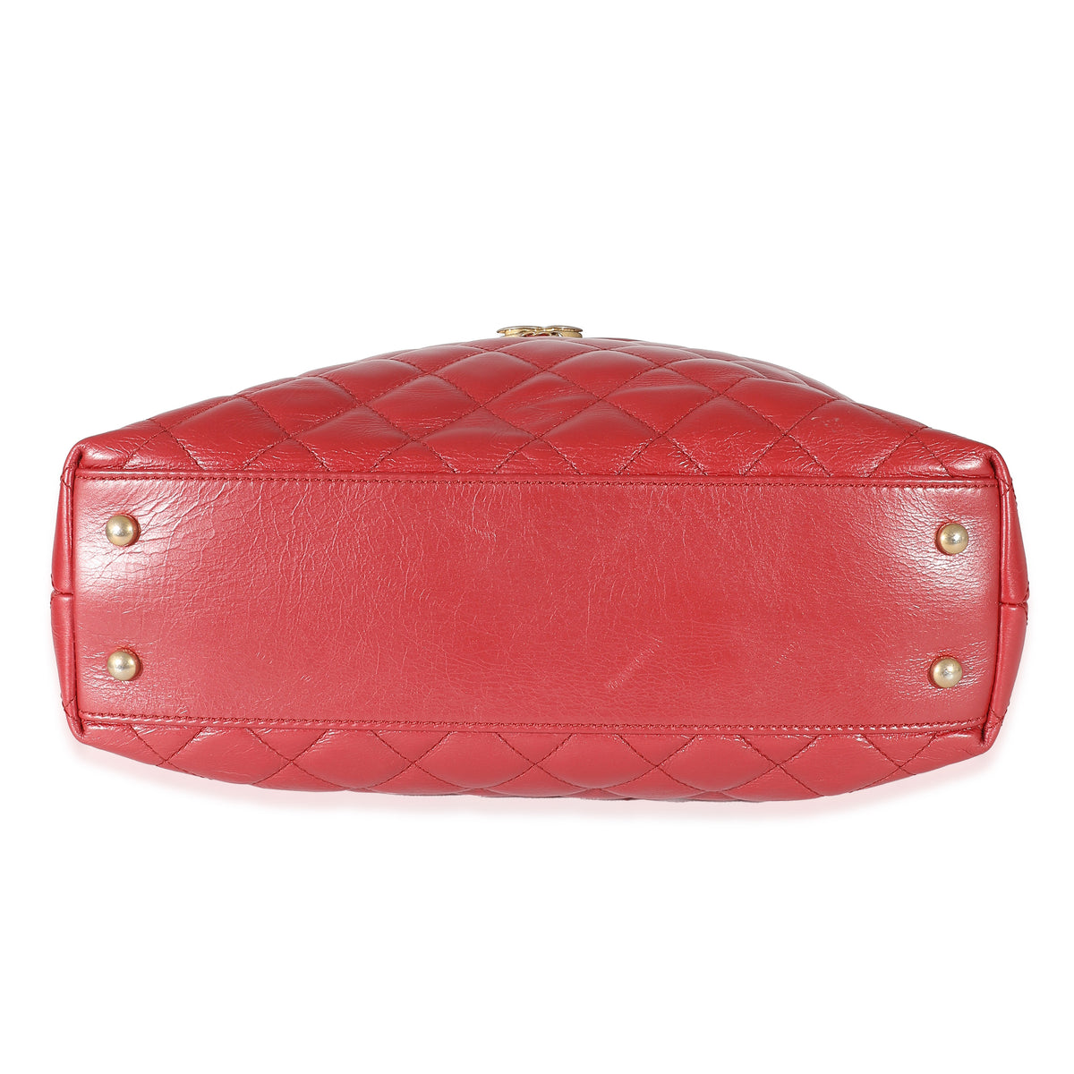Chanel Metallic Red Quilted Calfskin CC Drawstring Tote Handbag box