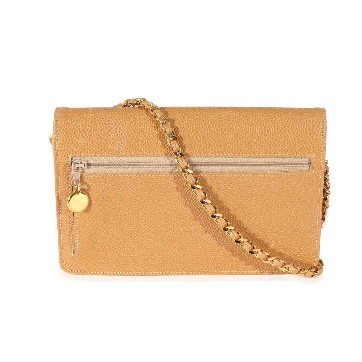 Chanel Brown Caviar Timeless Wallet On Chain Handbag stamp