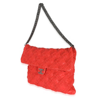 Chanel Red Lambskin Large Walk Of Fame Flap Bag