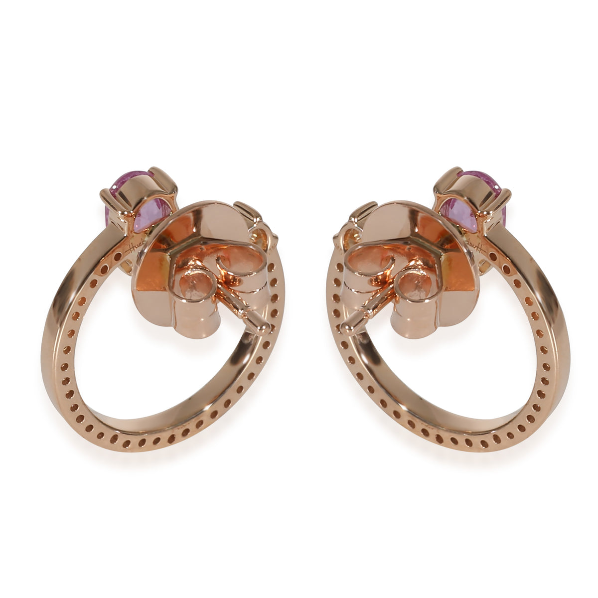 HUEB Spectrum Pink Sapphire & Diamond Earrings in 18k Rose Gold 0.39 CTW