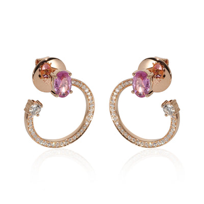 HUEB Spectrum Pink Sapphire & Diamond Earrings in 18k Rose Gold 0.39 CTW