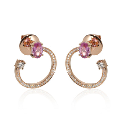 HUEB Spectrum Pink Sapphire & Diamond Earrings in 18k Rose Gold 0.39 CTW