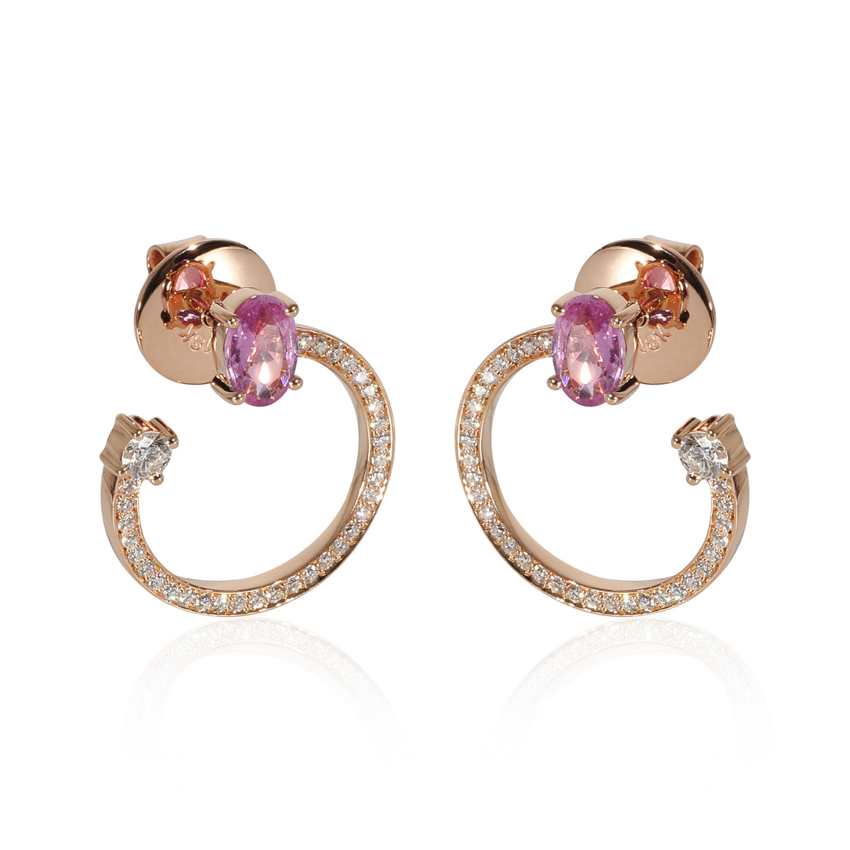 HUEB Spectrum Pink Sapphire & Diamond Earrings in 18k Rose Gold 0.39 CTW