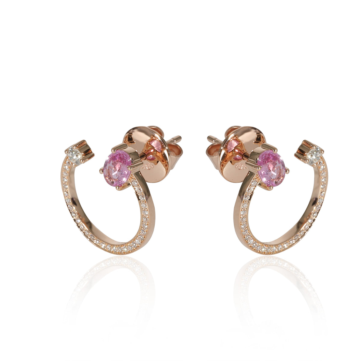 HUEB Spectrum Pink Sapphire & Diamond Earrings in 18k Rose Gold 0.39 CTW