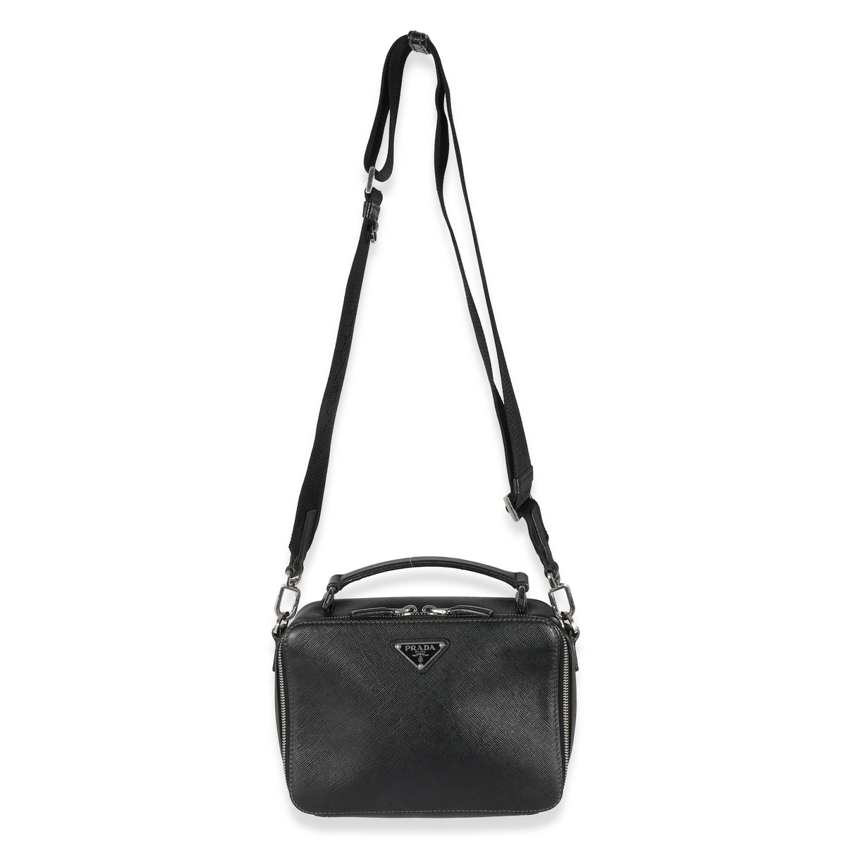 Black Saffiano Medium Brique Crossbody Bag