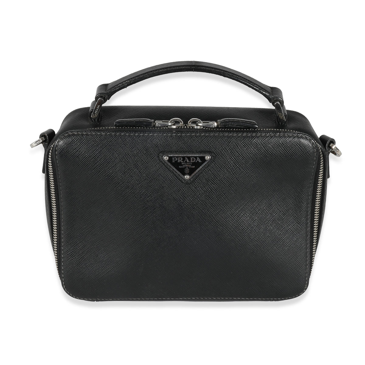 Black Saffiano Medium Brique Crossbody Bag