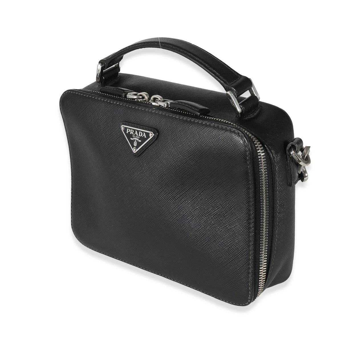 Black Saffiano Medium Brique Crossbody Bag