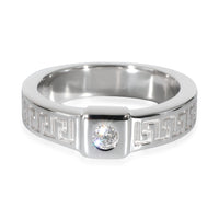 Greek Key Design Diamond Ring in 18k White Gold, 0.07 CTW