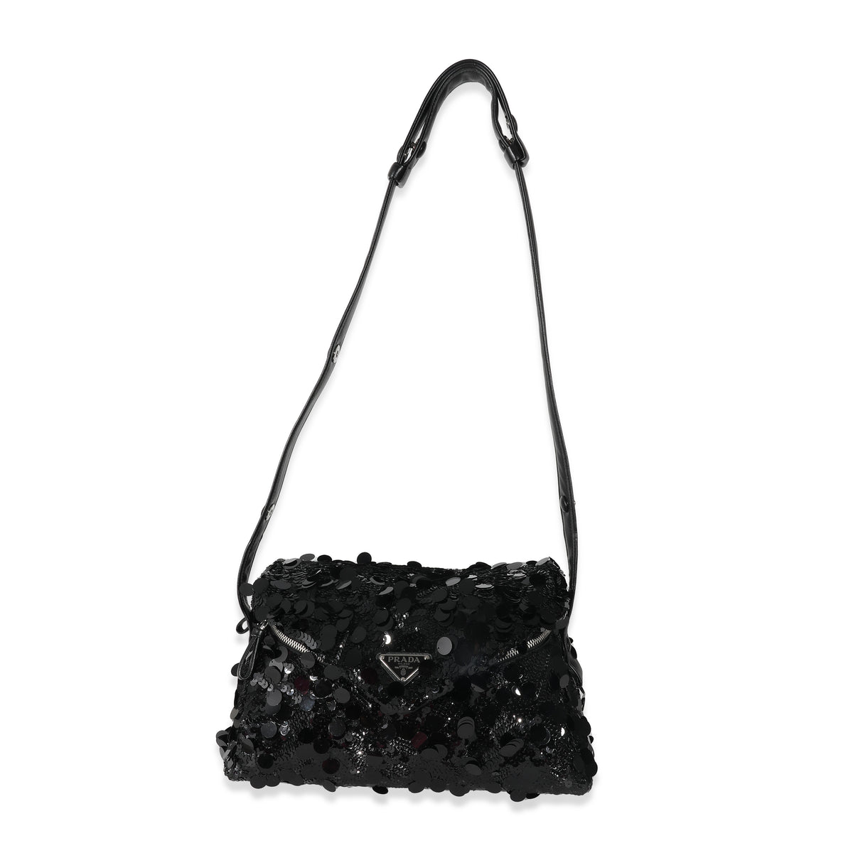 Black Vitello Trimmed Sequin Signaux Paillettes Bag