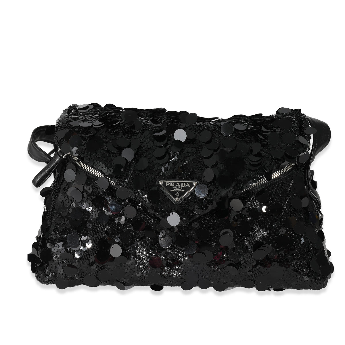 Black Vitello Trimmed Sequin Signaux Paillettes Bag