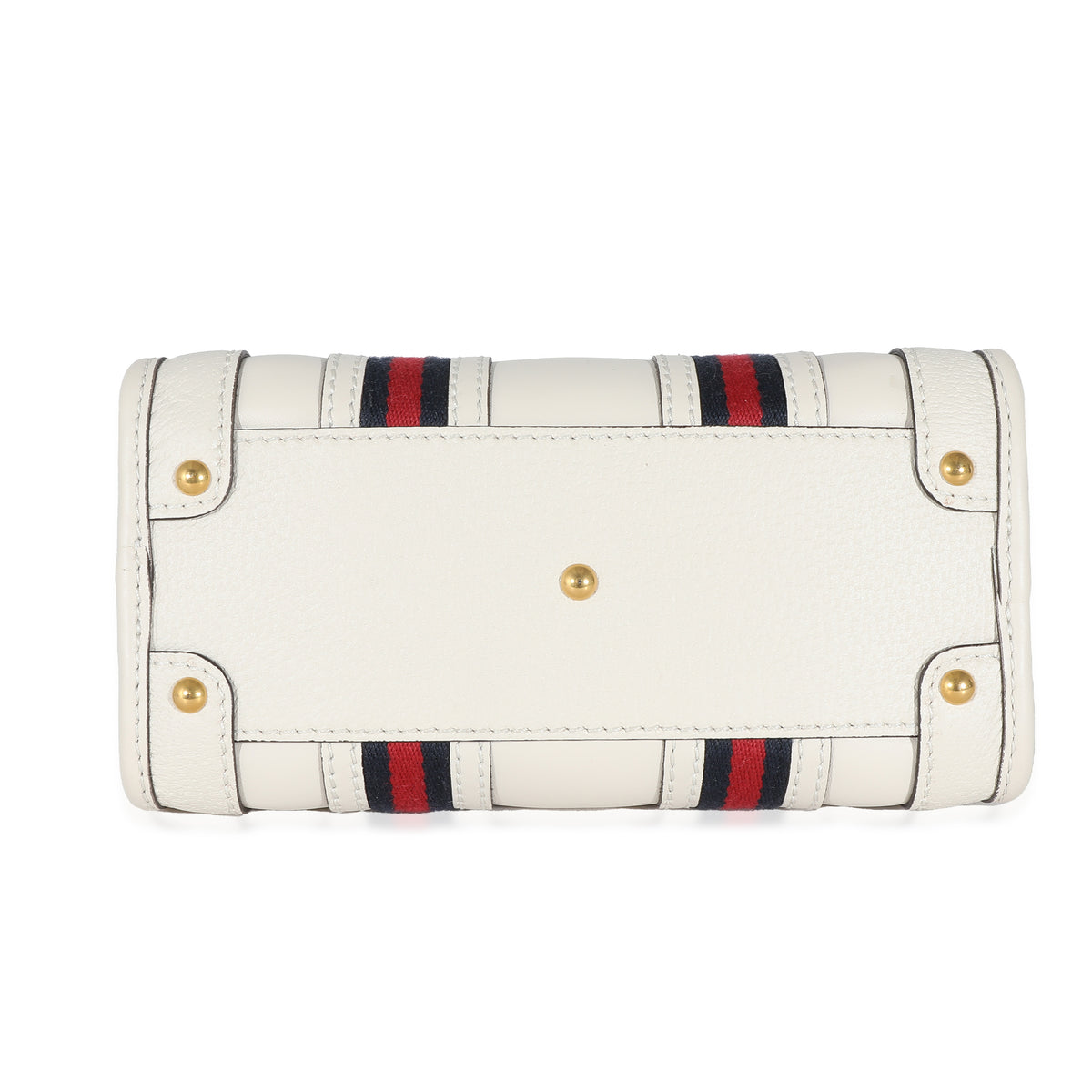 White Calfskin Mini Double G Top Handle Bag