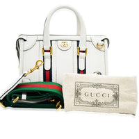 White Calfskin Mini Double G Top Handle Bag