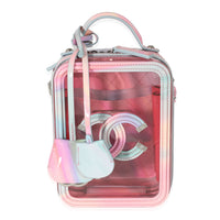 Chanel Pink Multicolor PVC Patent Filigree CC North South Vanity Case Handbag fv