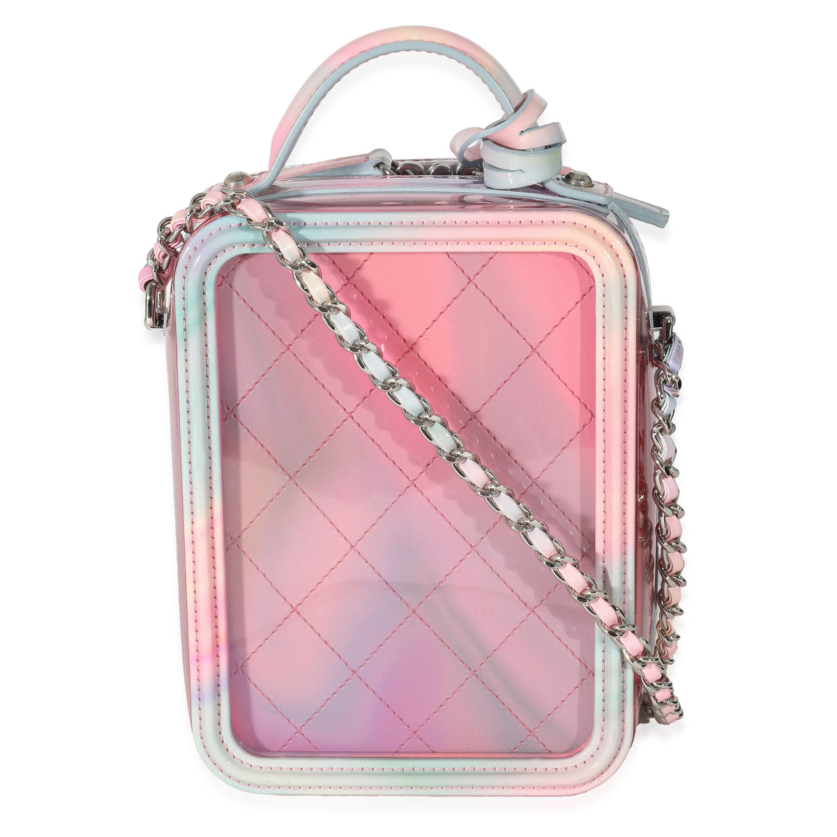 Chanel Pink Multicolor PVC Patent Filigree CC North South Vanity Case Handbag pv