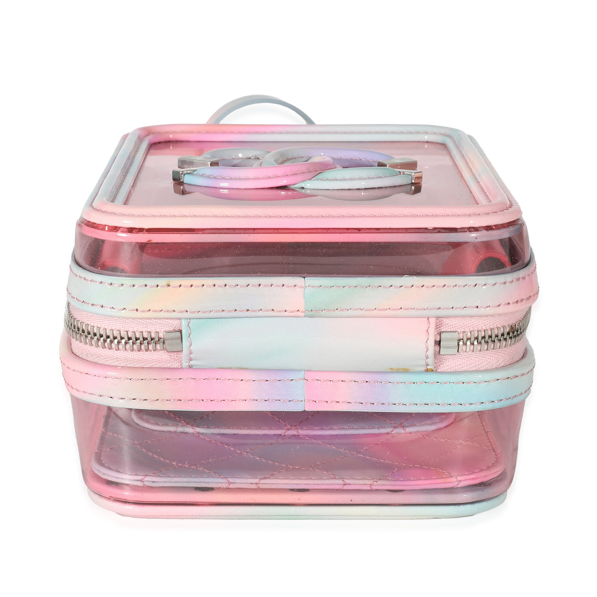 Chanel Pink Multicolor PVC Patent Filigree CC North South Vanity Case Handbag stamp