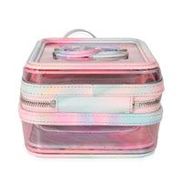 Chanel Pink Multicolor PVC Patent Filigree CC North South Vanity Case Handbag stamp