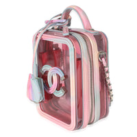 Chanel Pink Multicolor PVC Patent Filigree CC North South Vanity Case Handbag sv